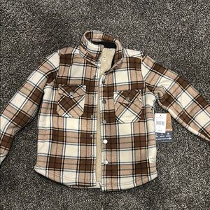 Boy New Weatherproof Brown and Cream Plaid Jacket